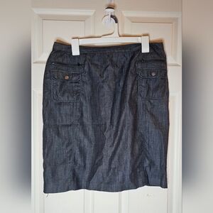 Calvin Klein Gray Chambray Cargo Pocket Midi Pencil Skirt - Size 12